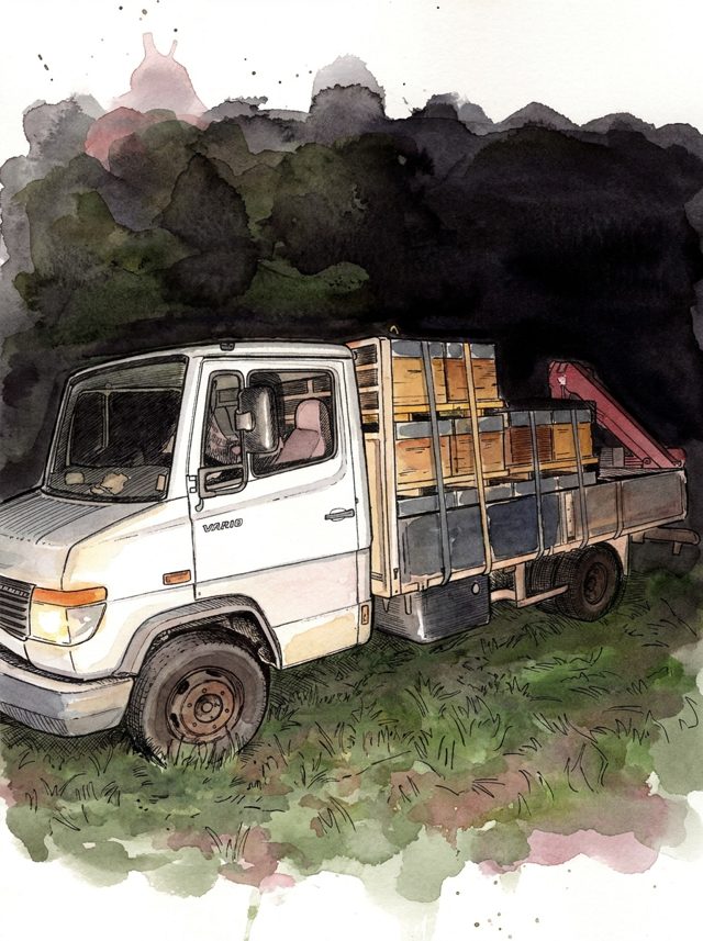 Le camion chargé de nuit