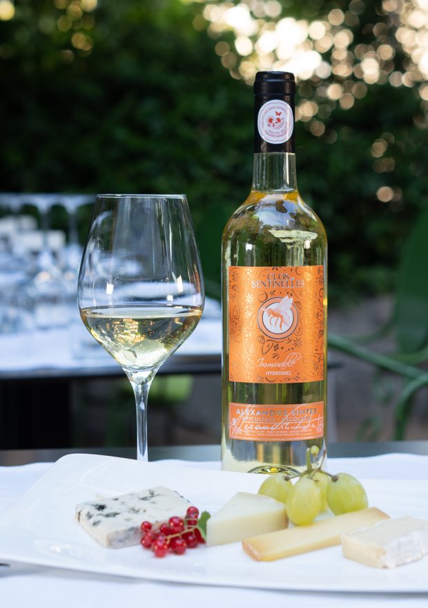 Bouteille Immuable avec un plateau de fromages affinés