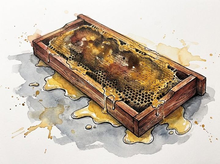 Un cadre plein, gorgé de miel — aquarelle